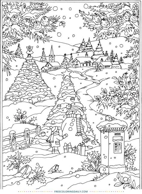 Winter Scene Coloring Pages For Adults