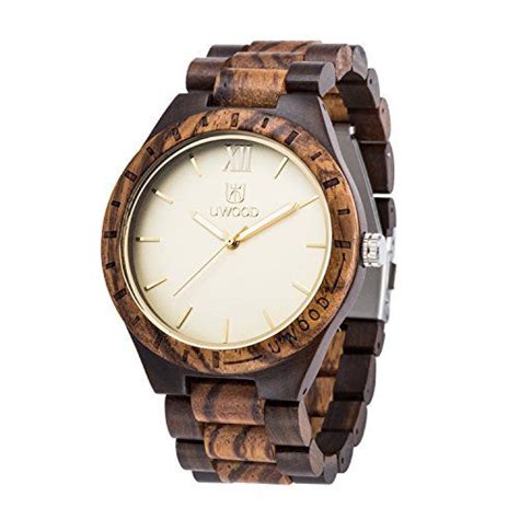 Leeev Mens Light Weight Unique Wood Watch Uwood Series Handmade Sandalwood Analog Quartz