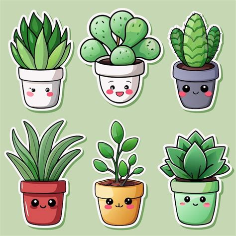 Premium Vector Kawaii Cute Potted Plant Sticker