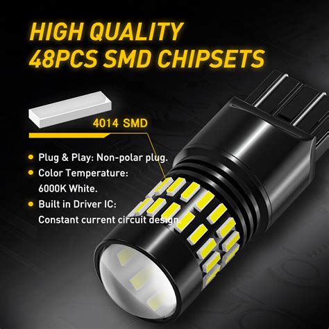 Led Reverse Backup Lights Canbus Error Free Bulbs White