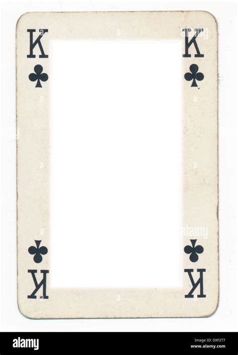 Frame From Old King Of Clubs Playing Card Isolated On White Stock