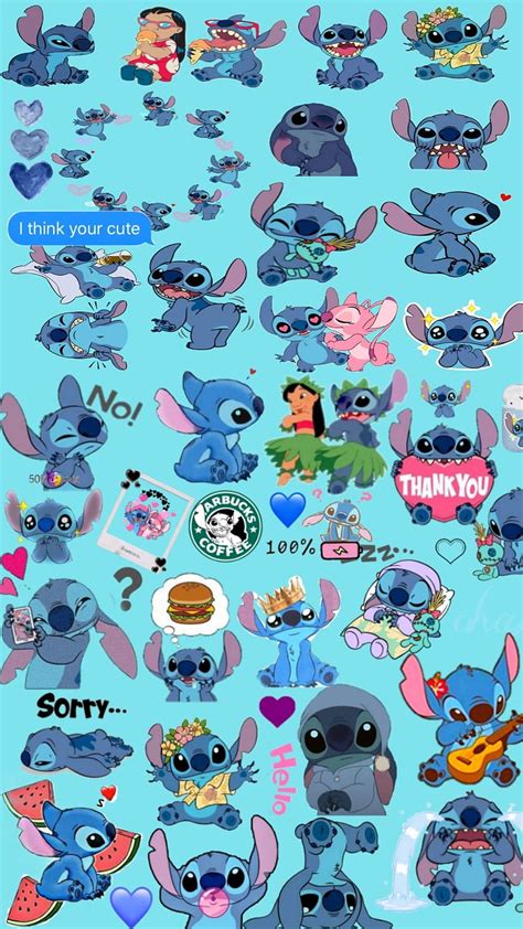 Cute Disney Stitch Posté Par Ethan Simpson Collage De Points Fond D