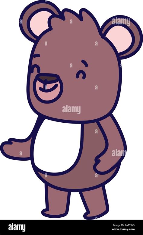 Cute Brown Bear Cartoon Character On White Background Vector