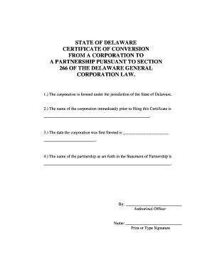 Fillable Online Corp Delaware Certificate Of Conversion From A