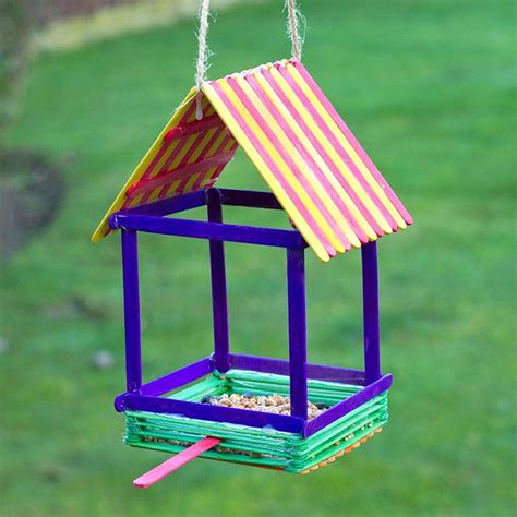 Pop Stick Bird House Feeder | Free Craft Ideas | Baker Ross Pop Stick ...