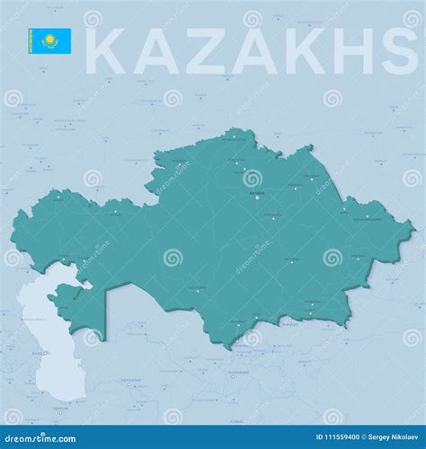 Verctor Map of Cities and Roads in Kazakhstan. Stock Vector