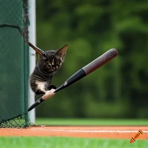 Cat Swinging A Baseball Bat On Craiyon