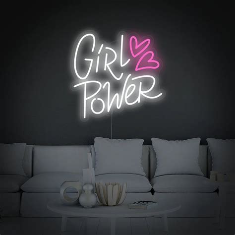 Custom Made Neon Signs Girl Power Two Hearts Neon Sign Led Business Sign Aoos Custom