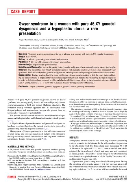 Pdf Swyer Syndrome In A Woman With Pure 46xy Gonadal Dysgenesis And