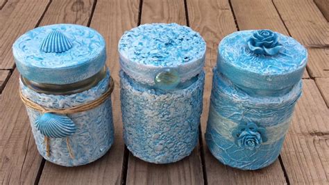 3 Ideas Para Reciclar Y Decorar Botes De Vidrio Con Texturas Glass Jars