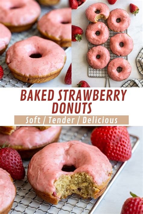 Baked Strawberry Donuts Food With Feeling