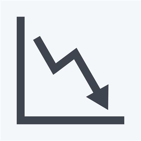 Declining Line Graph Icon In Trendy Glyph Style Isolated On Soft Blue