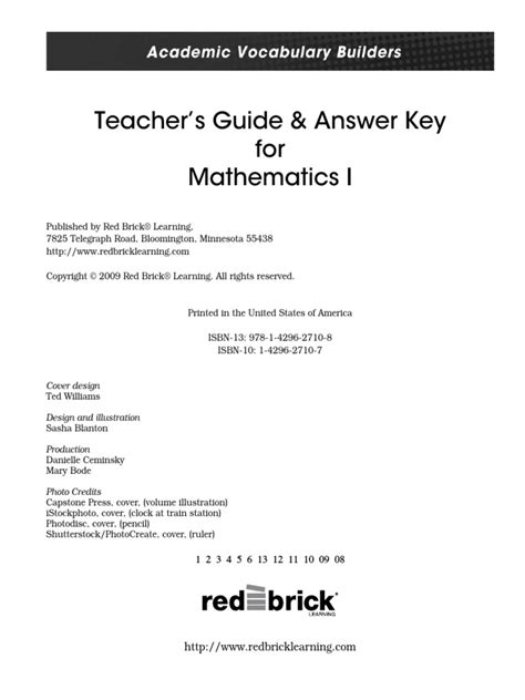 Pdf Academic Vocabulary Builder Mathematics 1 Teachers Guide