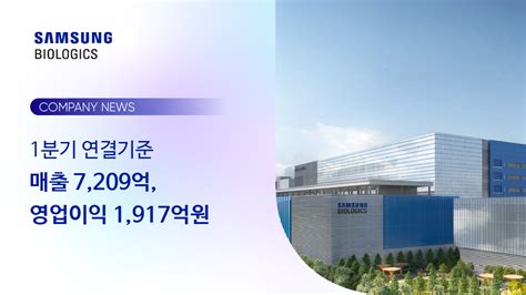 삼성바이오로직스 1분기 연결기준 매출 7209억 영업이익 1917억원 삼성바이오로직스 대표 홈페이지 Leading