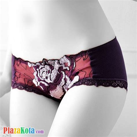 P329 Jual Celana Dalam Panties Hipster Ungu Bordir Bunga PlazaKota