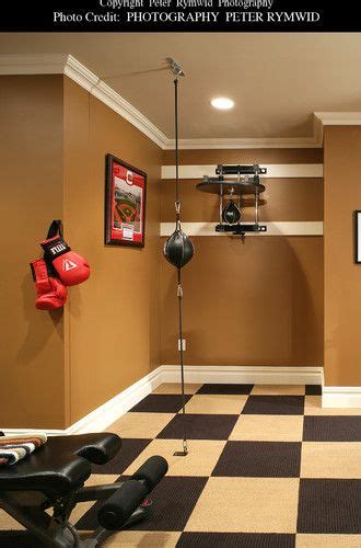 Exercise Room Boxing Corner Traditional Basement In New York