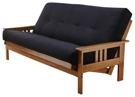 Andover Full Size Futon Sofa Bed Honey Oak Wood Frame Contemporary