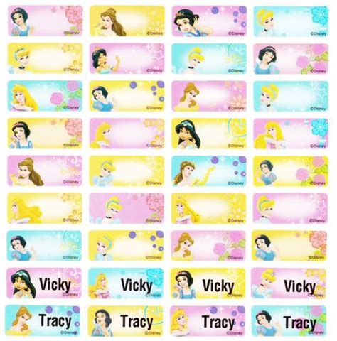 Stickers, Glitter & Embellishments - Disney Princess Cartoon Name Labels/ Name Stickers (100 PCS ...