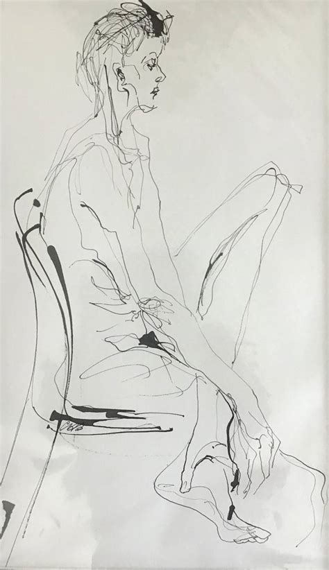 Nude Sitting On Chair Drawing By Carita Henriksson Bathman Saatchi Art