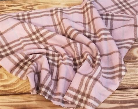 Wool Blend Melton Pink And Brown Plaid Light Brushed Woven By The Yar