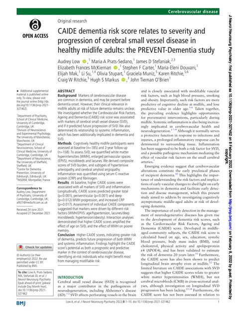 Pdf Caide Dementia Risk Score Relates To Severity And Progression Of