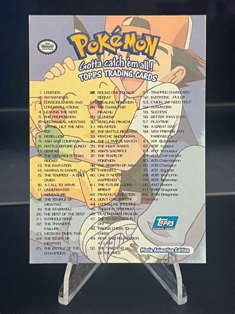 1999 Topps Pokemon TV Animation Edition Series 1 Checklist Non Holo