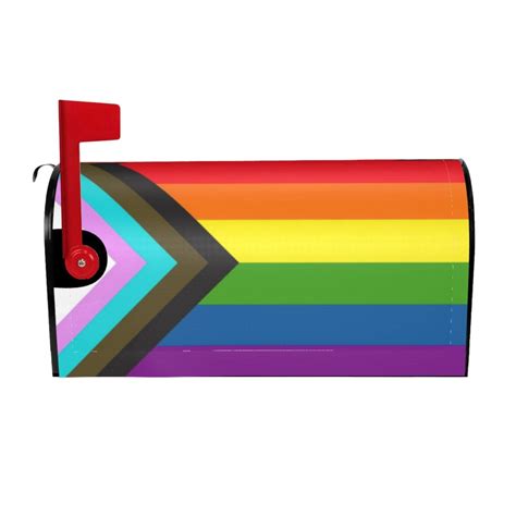 Progress Pride Flag Rainbow Gay Lesbian Transgender Bisexual Lgbtq Magnetic Mailbox Cover Post