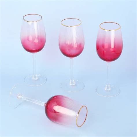 G Decor Set Of Four Monroe Ribbed Ombre Wine Glasses By G Decor