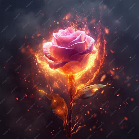 Premium Ai Image Beautiful Burning Rose Black Background