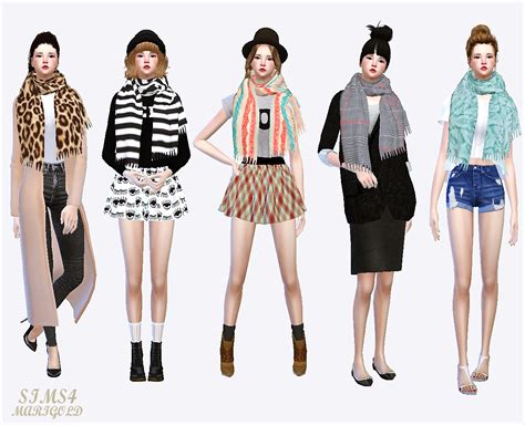 Female Fringe Muffler Scarf 술 달린 목도리 여자 악세사리 Sims4 Marigold