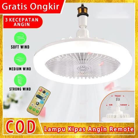 Jual 3 Color Plafon Kipas Angin Lampu Kipas Angin Remote 2in1 36W LED