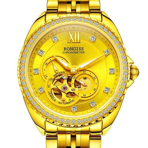 Switzerland 24k gold watch men's tourbillon hollow automatic mechanical ...