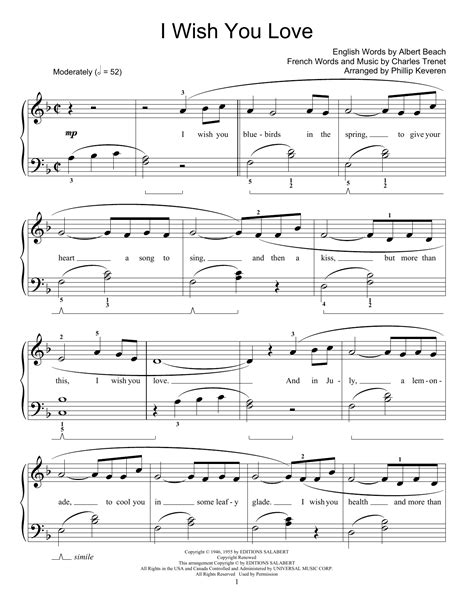 Albert A. Beach "I Wish You Love" Sheet Music for Educational Piano | Download PDF - 172727