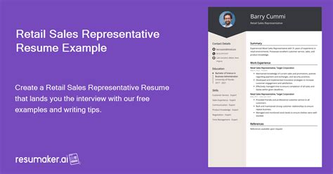 Retail Sales Representative Resume Examples Template And 20 Tips