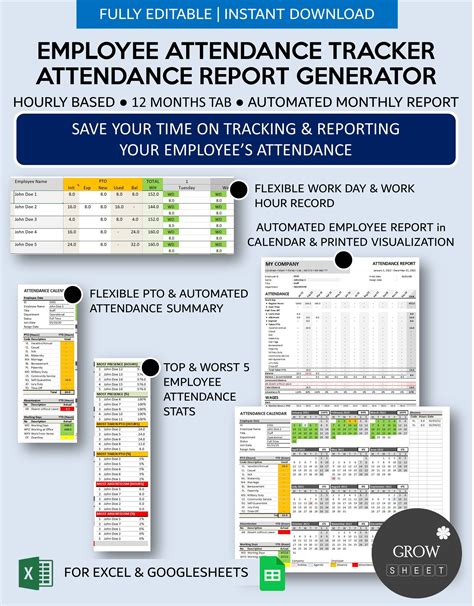 Employee Attendance Tracker and Report Generator Leave Planner & Tracker Monthly Report XL ...