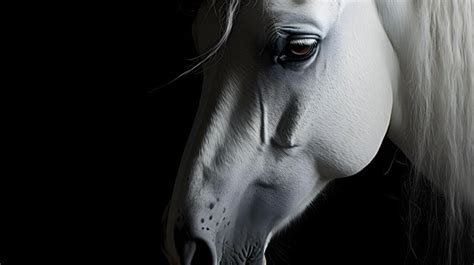 Premium Photo | White horse portrait on black background