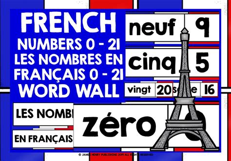 FRENCH NUMBERS WORD WALL | Free french lessons, Word wall, French numbers