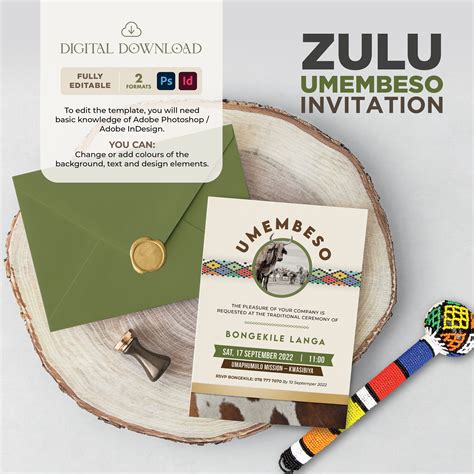 Editable Zulu Traditional Ceremony Invitation Etsy Denmark