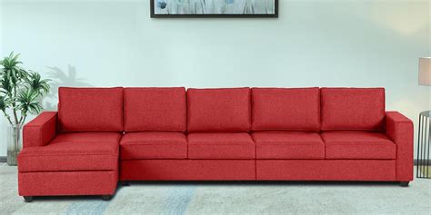 Buy Napper Fabric Rhs Sectional Sofa In Red Colour At Off By