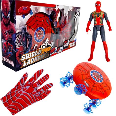 SPIDERMAN FIGURKA RĘKAWICA WYRZUTNIA STRZAŁKI TARCZA MEGA ZESTAW 5w1