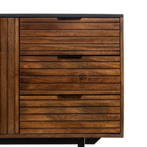 Buffet en bois de manguier avec pied en métal marron et noir 160 x 40