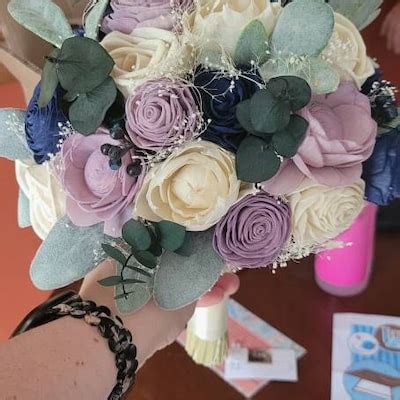 Navy Blue Flowers, Wood Flower Bouquet, Dark Greenery Bouquet, Dark ...