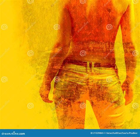 Donne Nude Mezze in Jeans Su Priorità Bassa Strutturata Immagine Stock Immagine di grunge