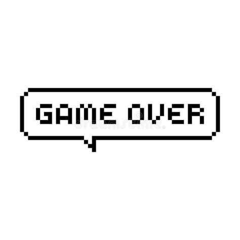 Pixel Art Bit Game Over Bubble Speech Isolated Vector Illustration