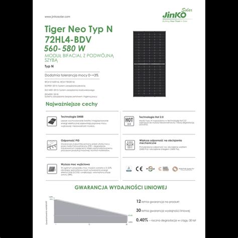 Jinkosolar Modu Panel Fotowoltaiczny Jinko Tiger Neo W Bifacial