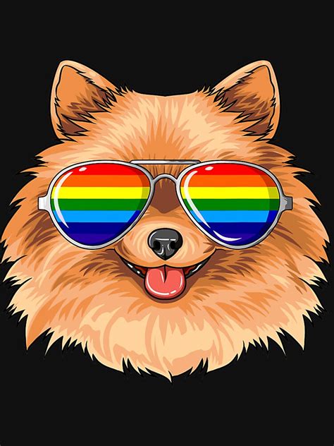 Pomeranian Gay Pride Flag Lgbt Rainbow Sunglasses Pomeranian T Shirt For Sale By Backernorbert