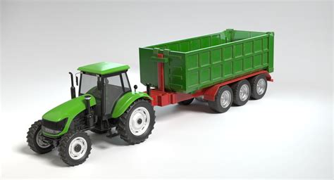 D Model Farm Tractor Trailer Turbosquid