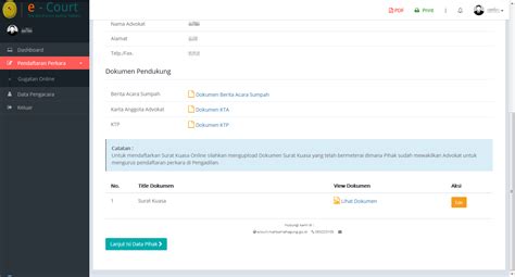 Tata Cara Pendaftaran Gugatan Online E Court