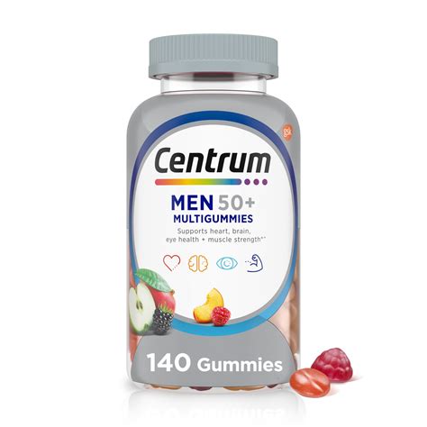 Centrum Multigummies Mens 50 Plus Gummy Vitamins Multivitamin Supplement Assorted Fruit Flavor