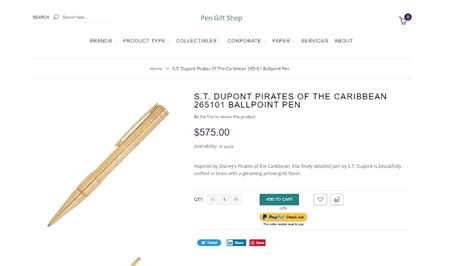 S T Dupont Pirates Of The Caribbean Ballpoint Gold Plated Pen James